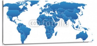 Lienzo Mapa Mundi azul sin texto